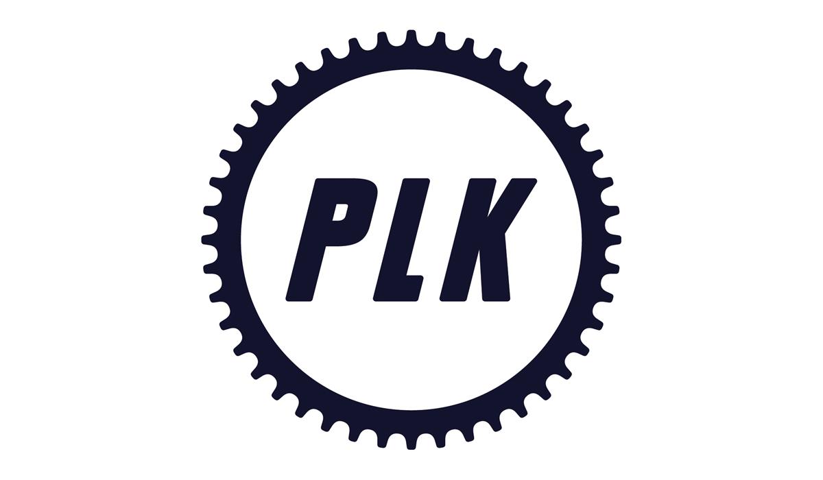 Das Logo des Plattenladen-Kollektivs mit den Buchstaben PLK in einem Fahrradritzel.